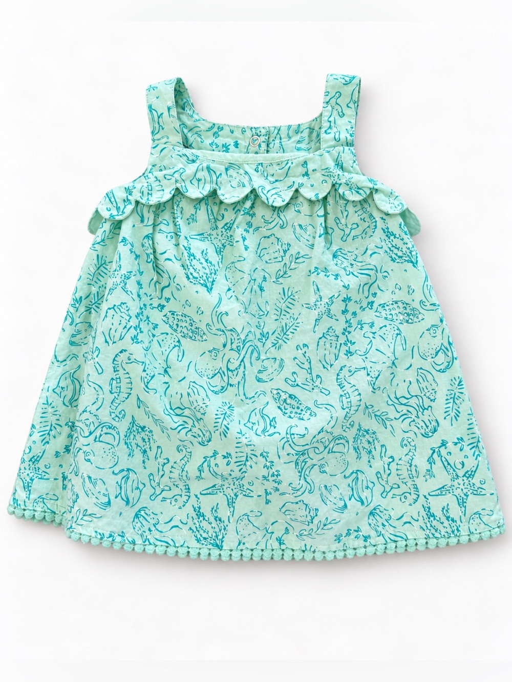 Tommy Bahama Girls 2T 100% Cotton Ocean Sea Life Sundress Ruffle Bow Coastal